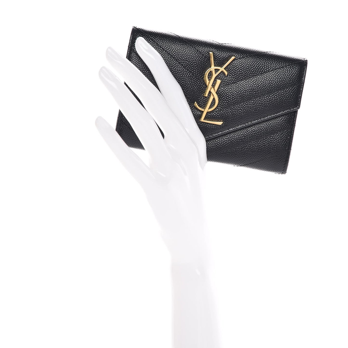 Grain De Poudre Matelasse Chevron Small Monogram Envelope Wallet Black