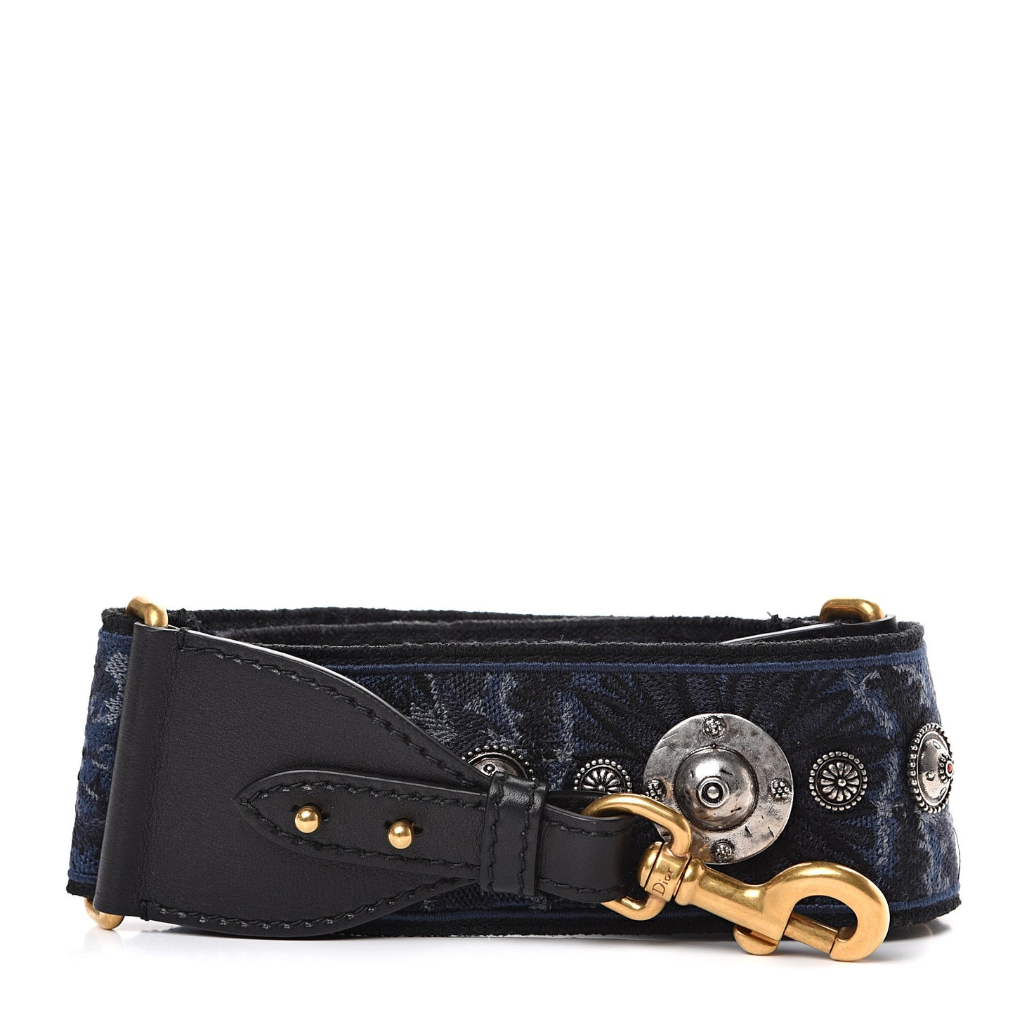 Canvas Embroidered Studded KaleiDiorscopic Adjustable Shoulder Strap Blue