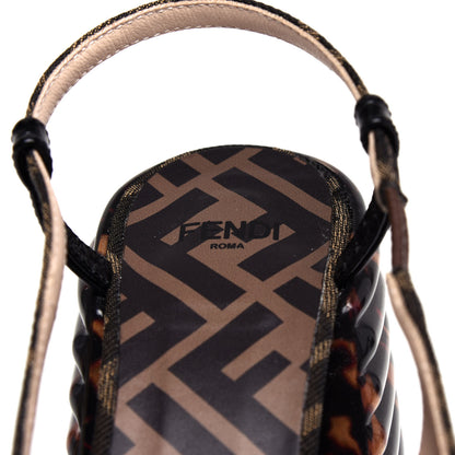 Fendi Jacquard Calfskin FF Tortoise Promenade Slingback Loafer Pumps 37.5 Tobacco 8 of 11
