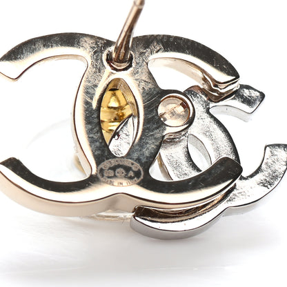 Chanel Crystal Double CC Earrings Gold Silver 4 of 4