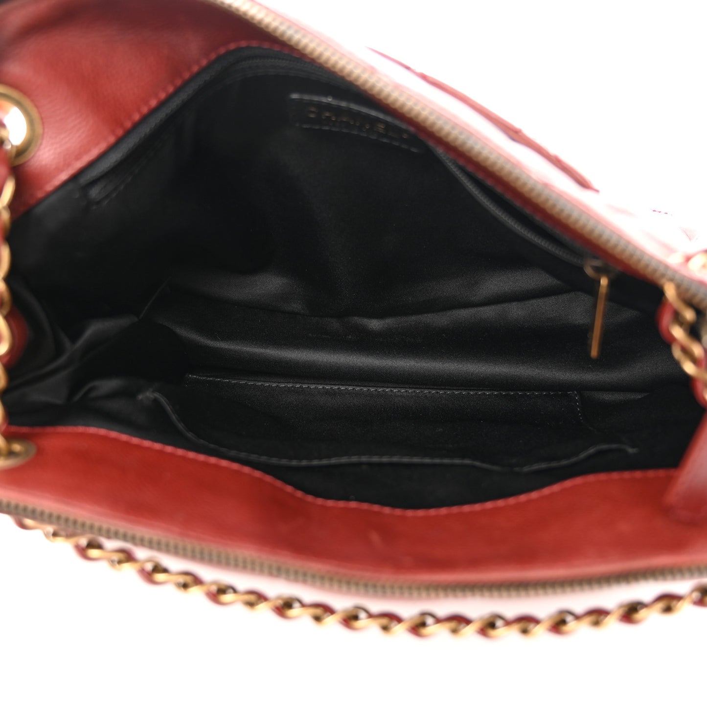 Calfskin Large Blizzard Zip Top Flap Bag Burgundy
