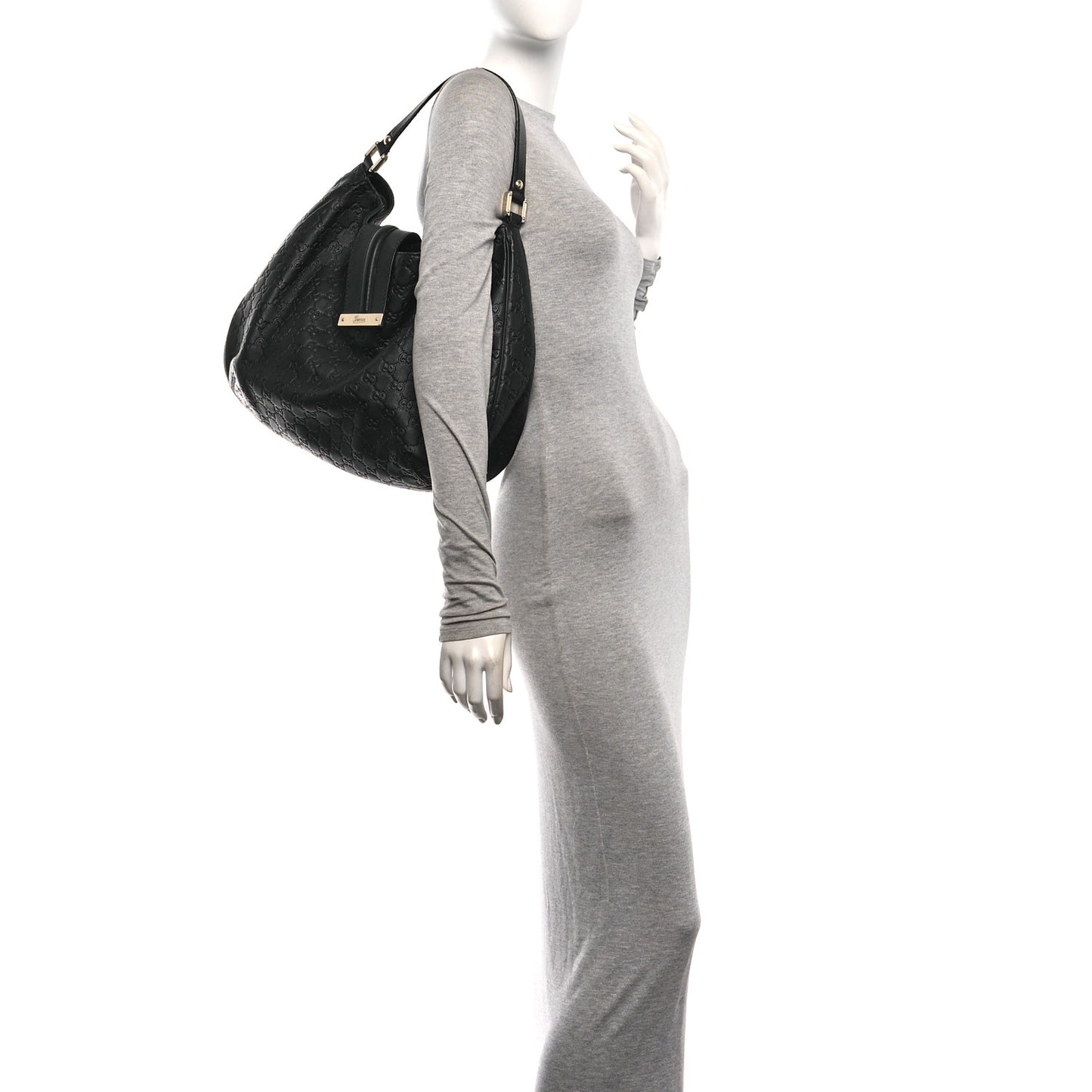 Guccissima Large New Ladies Web Hobo Black Black