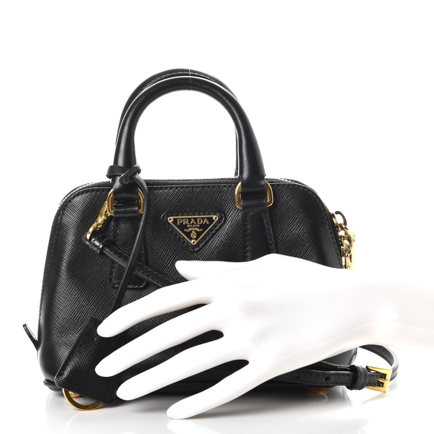 Prada Saffiano Lux Mini Promenade Tote Black 3 of 9