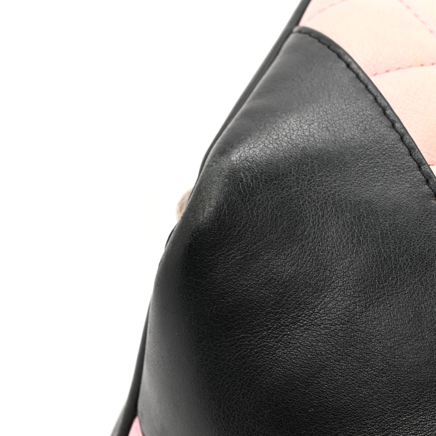 Calfskin Quilted Medium Cambon Tote Pink Black