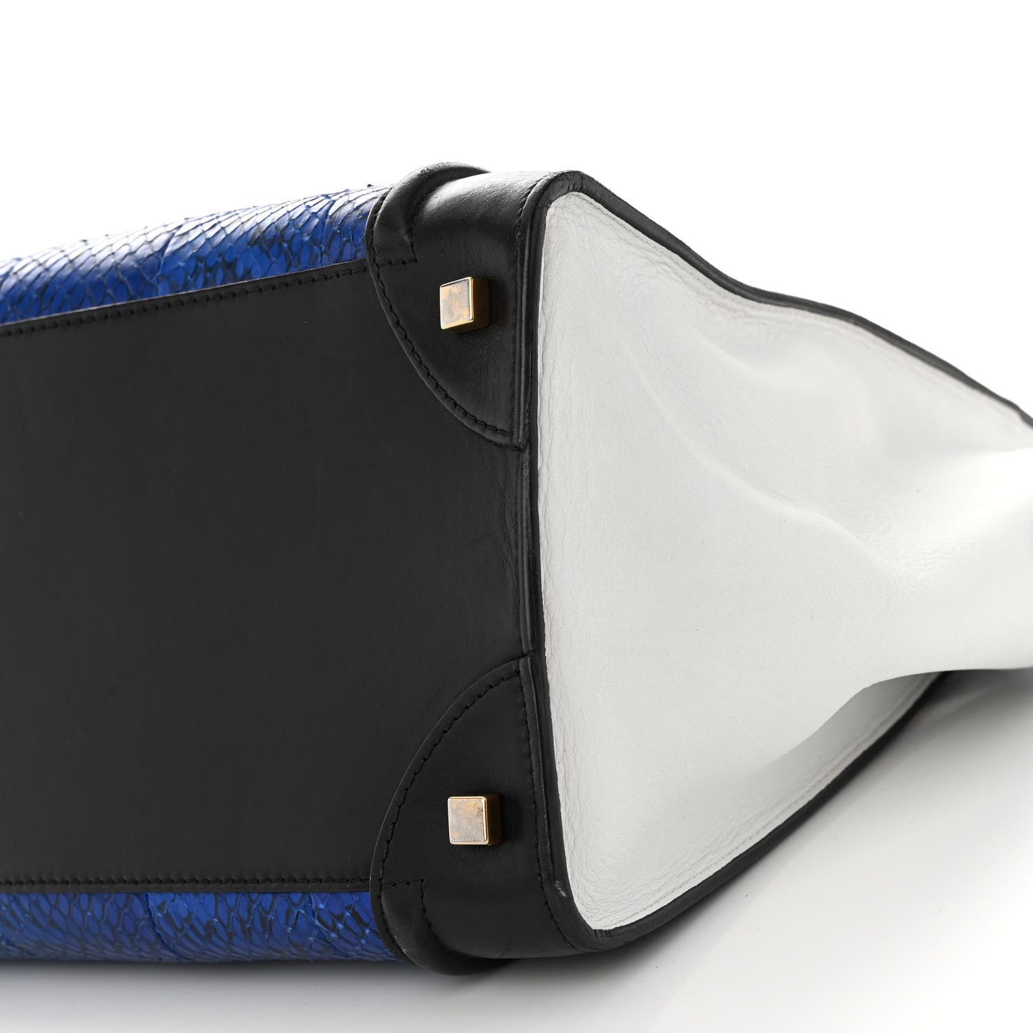 Celine Snakeskin Smooth Calfskin Mini Tri-Color Luggage Blue Black White 10 of 13