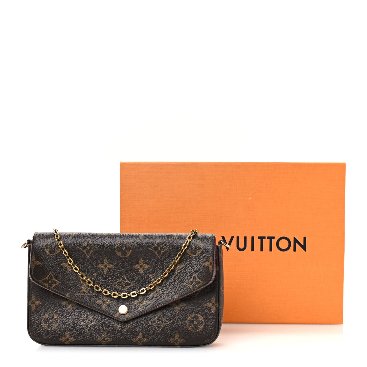 Monogram Pochette Felicie Chain Wallet Fuchsia