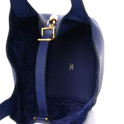 Hermes Taurillon Clemence Picotin Lock 18 PM Bleu Encre 5 of 8