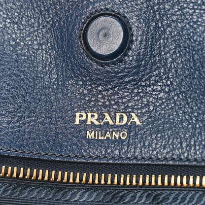 Prada Vitello Daino Pocket Shopping Tote Blue 6 of 8