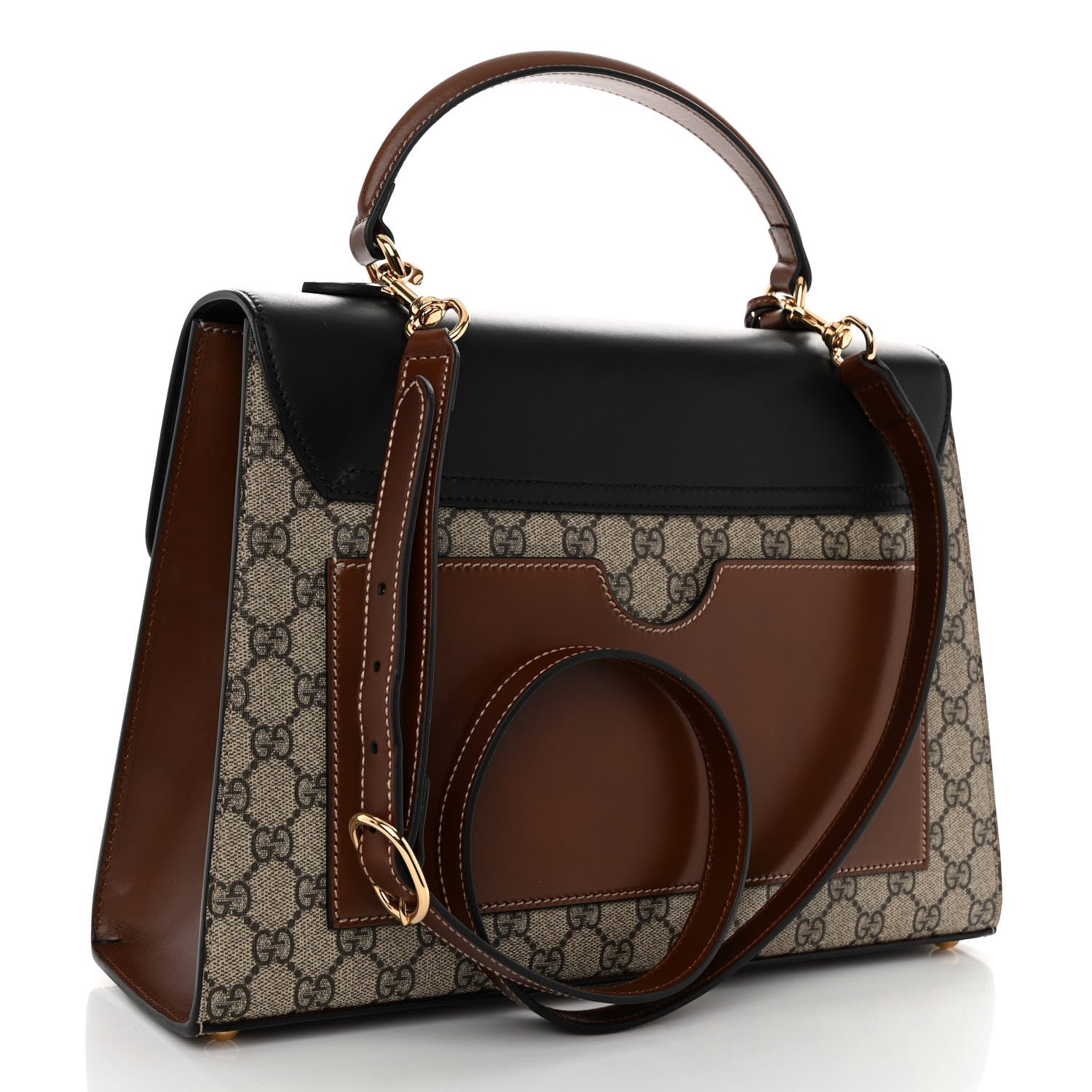 Gucci GG Supreme Monogram Calfskin Medium Padlock Top Handle Bag Beige Black Cuir 3 of 11