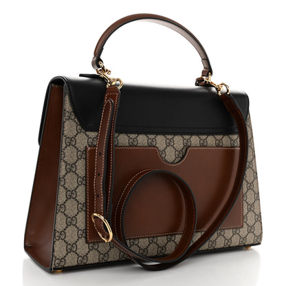 Gucci GG Supreme Monogram Calfskin Medium Padlock Top Handle Bag Beige Black Cuir 3 of 11