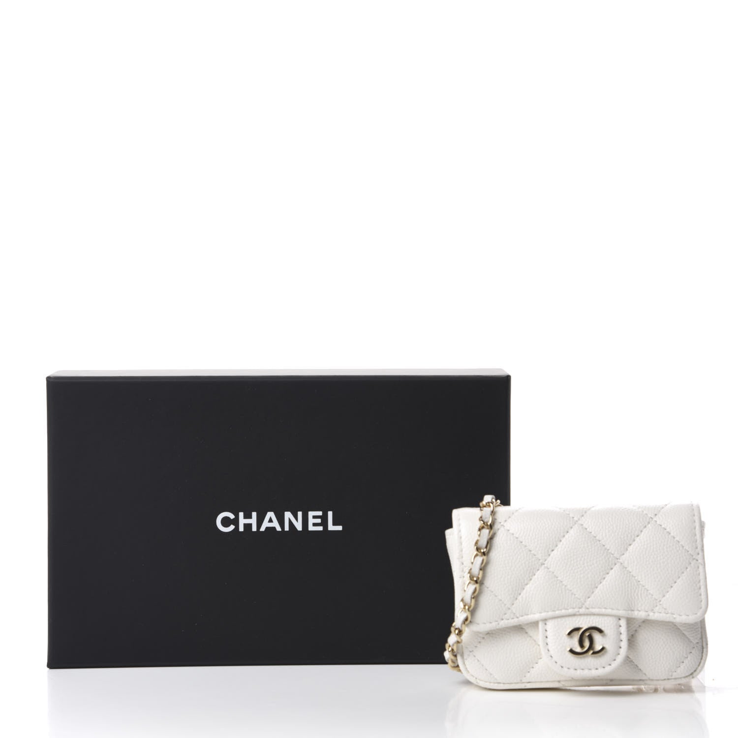 Chanel Caviar Quilted Flap Chain Waist Bag White 12 of 12