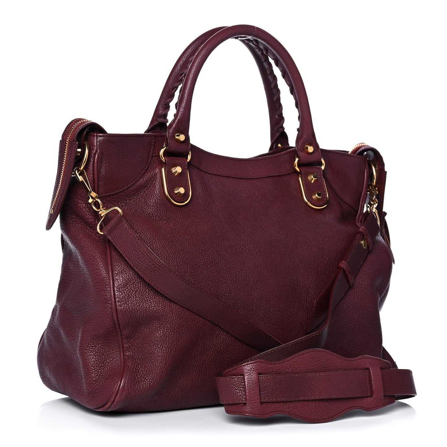 Chevre Gold Metallic Edge Hardware Velo Bordeaux