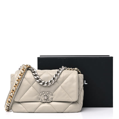 Chanel Lambskin Quilted Medium Chanel 19 Flap Light Grey 10 of 10