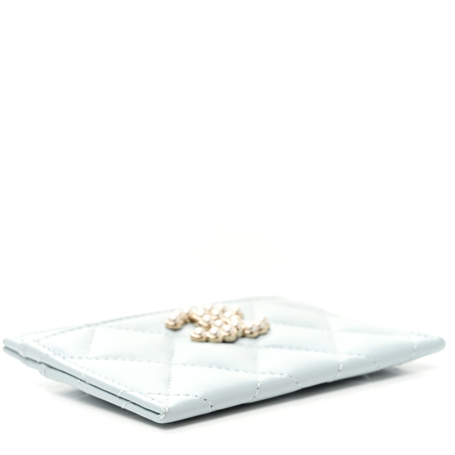 Chanel Lambskin Pearl Quilted Card Holder Light Blue 4 of 8