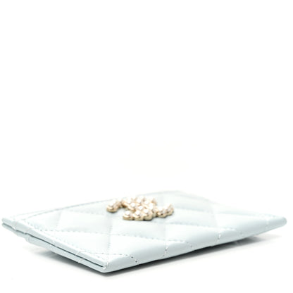 Chanel Lambskin Pearl Quilted Card Holder Light Blue 4 of 8