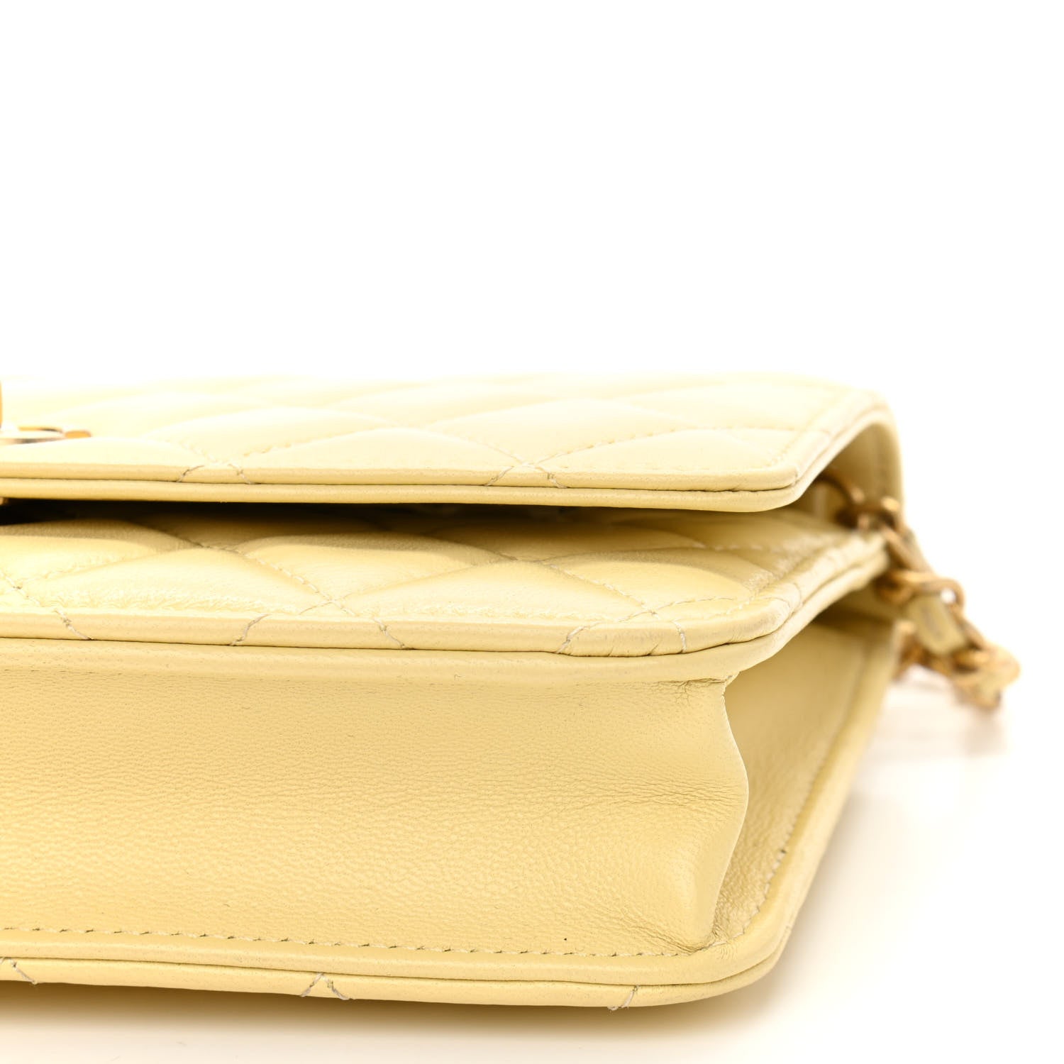 Chanel Lambskin Quilted Pearl Crush Wallet on Chain WOC Yellow 11 of 12