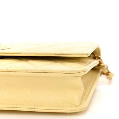 Chanel Lambskin Quilted Pearl Crush Wallet on Chain WOC Yellow 11 of 12