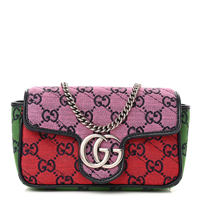Gucci Monogram Multicolor Matelasse Diagonal Super Mini GG Marmont Shoulder Bag Pink Blue Red Yellow Green 1 of 11