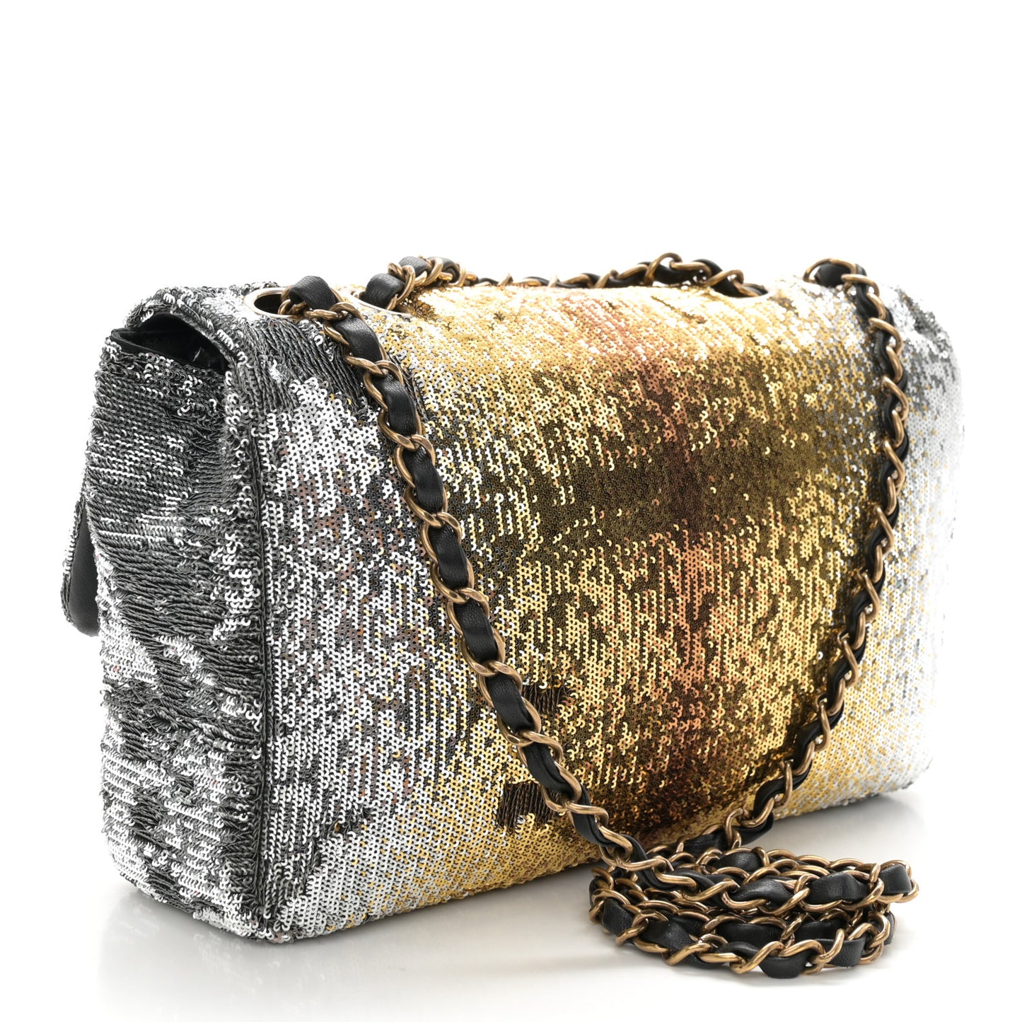 Sequin Medium Single Flap Silver Gold