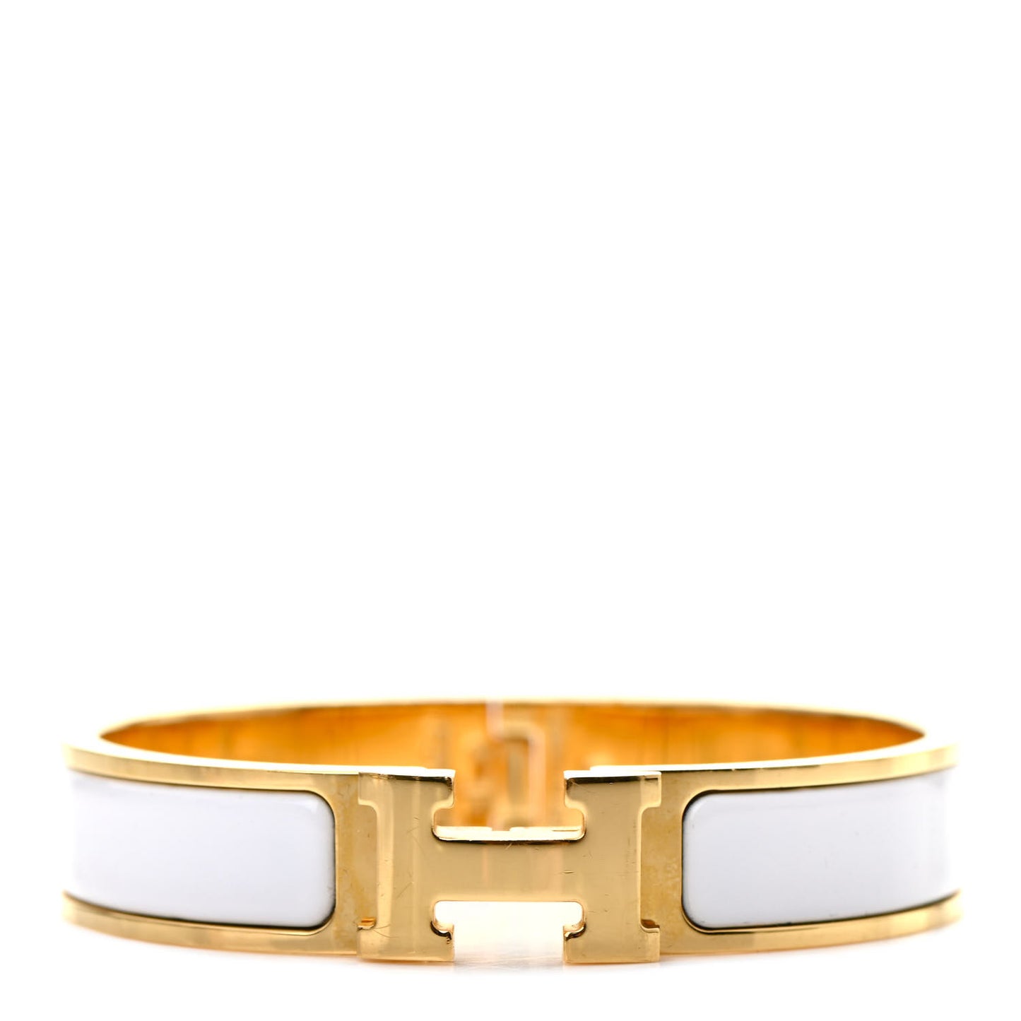 Enamel Narrow Clic Clac H Bracelet PM White