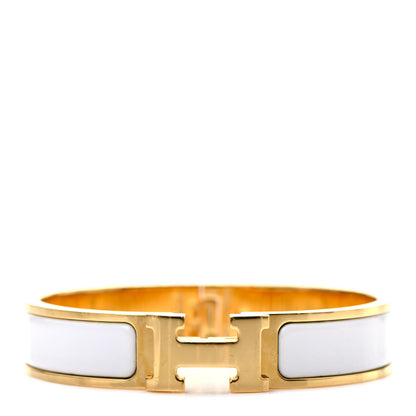 Hermes Enamel Narrow Clic Clac H Bracelet PM White 1 of 6