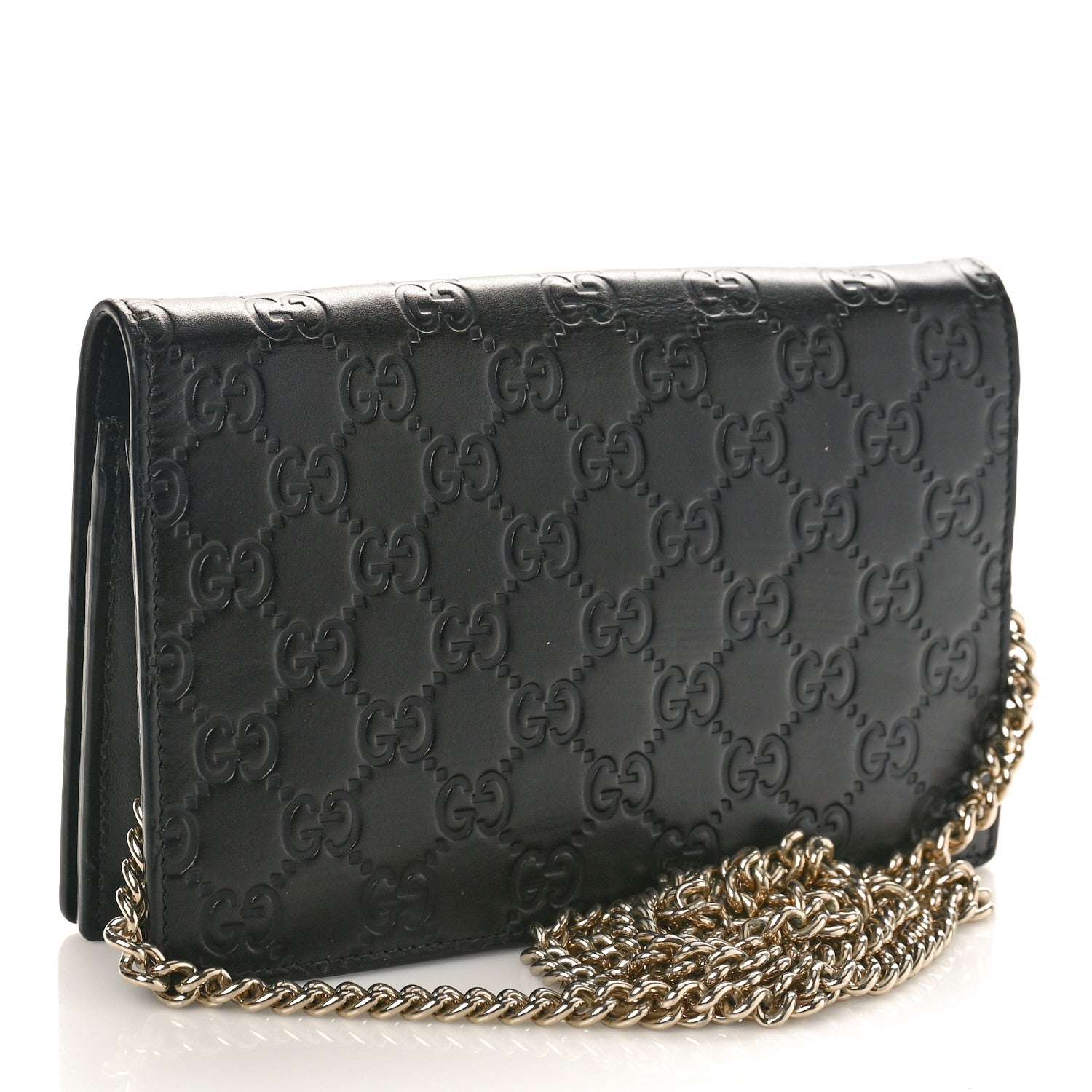 Gucci Guccissima Signature Bowy Chain Wallet Black 3 of 11