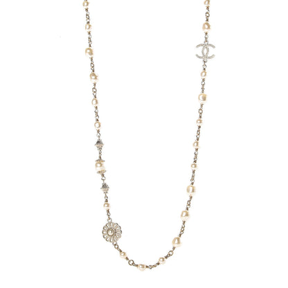 Chanel Pearl Bead Enamel CC Long Necklace Gold 1 of 5