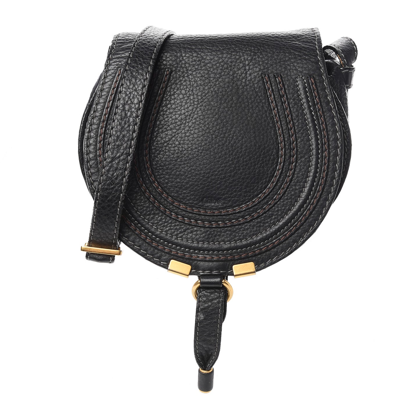 Calfskin Mini Marcie Round Crossbody Bag Black