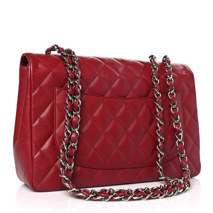 Chanel Caviar Quilted Jumbo Single Flap Dark Red 3 of 9