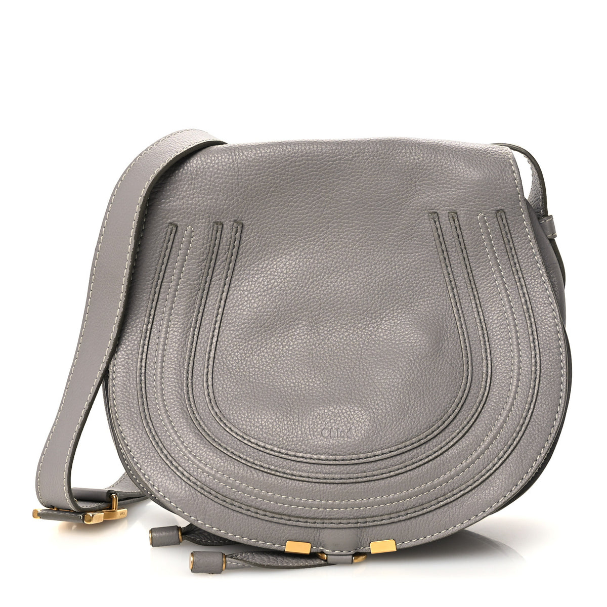 Chloe Grained Calfskin Medium Marcie Saddle Bag Cashmere Grey 1 of 11