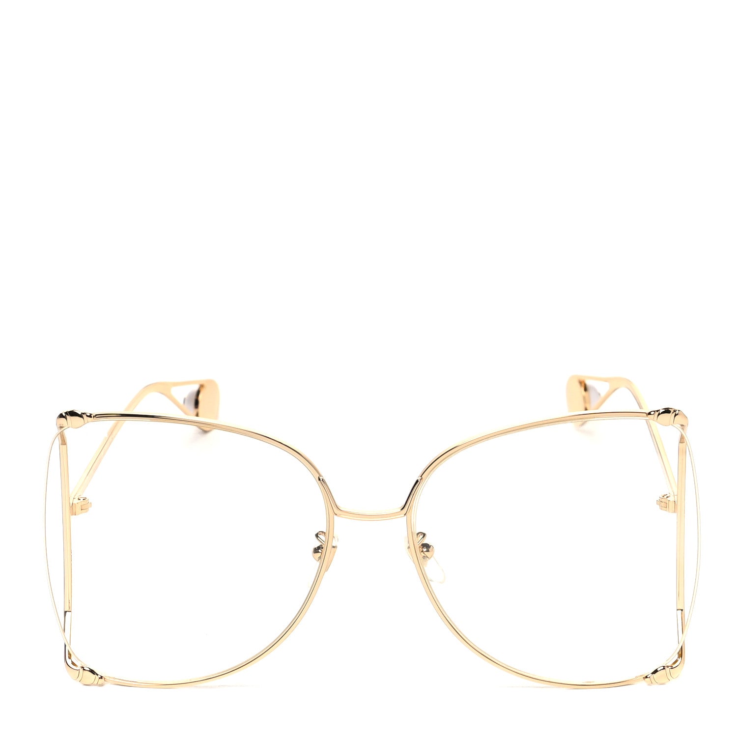 Gucci Metal Oversized Round Sunglasses GG0252S Gold 2 of 8
