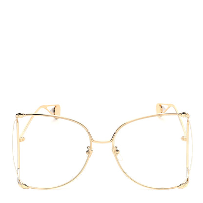 Gucci Metal Oversized Round Sunglasses GG0252S Gold 2 of 8