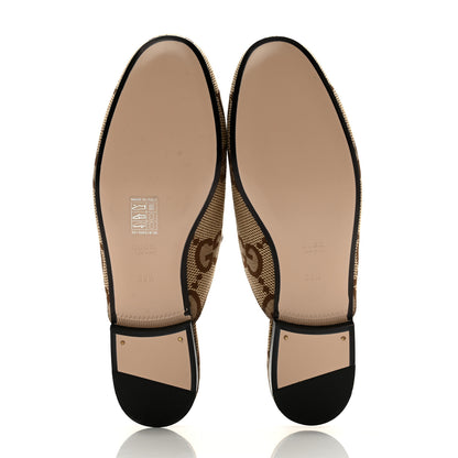 Gucci Monogram Jumbo GG Malaga Kid Womens Princetown Slippers 39.5 Camel Ebony New Acero Beige 5 of 9