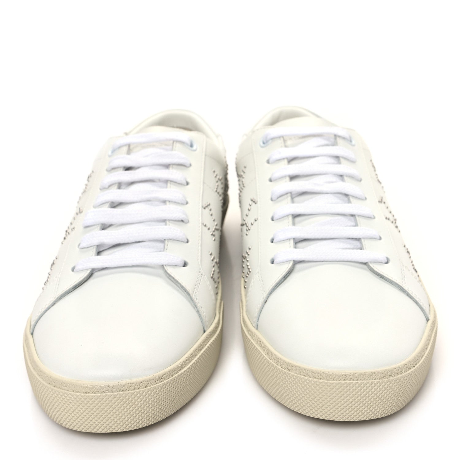 Saint Laurent Calfskin Studded Star Court Sneakers 41 White 2 of 9