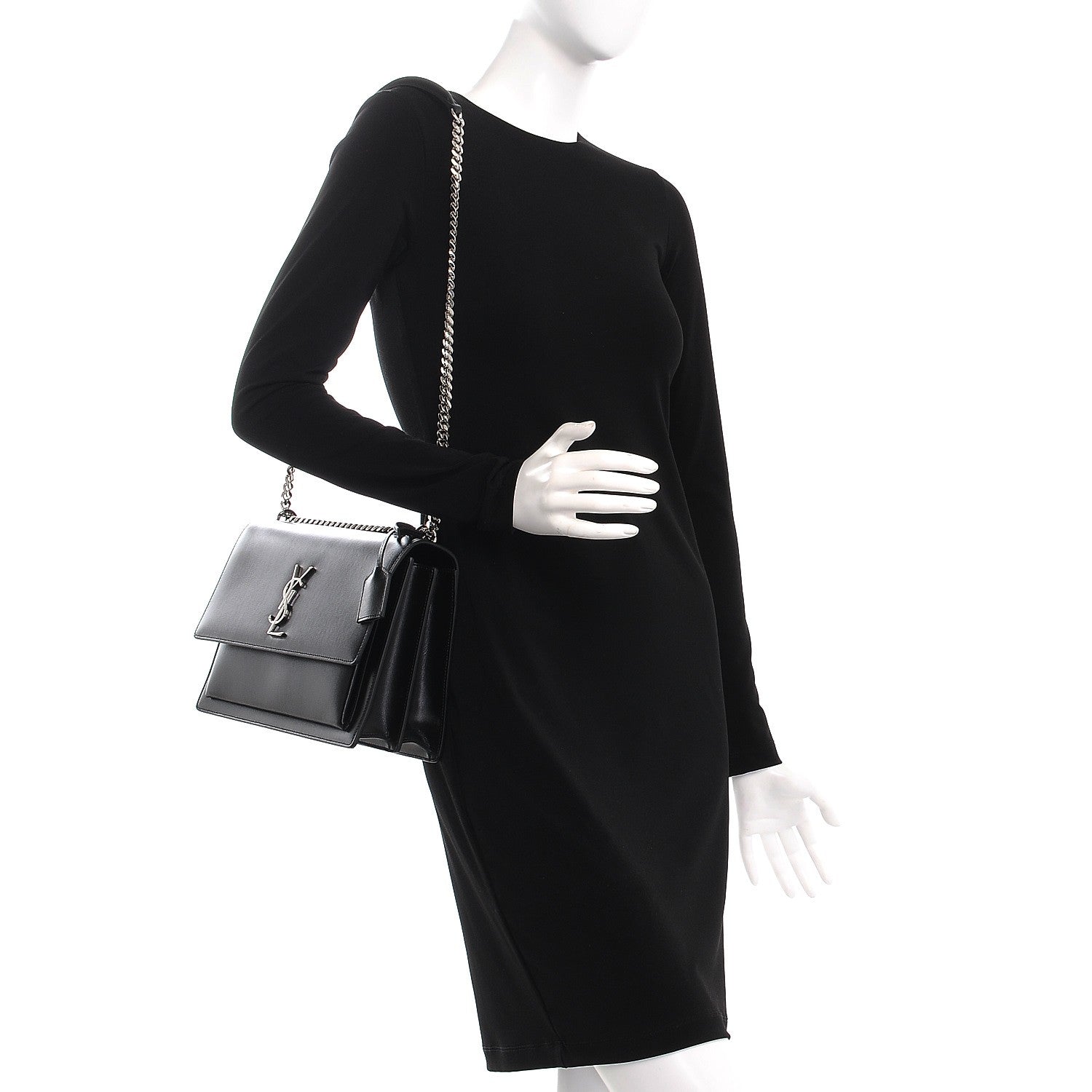 Saint Laurent Calfskin Large Monogram Sunset Black 2 of 7