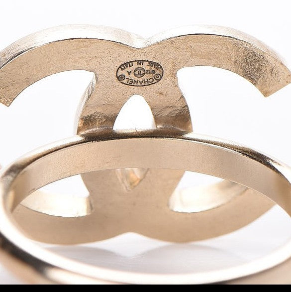Chanel Crystal CC Ring 7 Gold 4 of 5