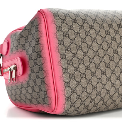 Gucci GG Supreme Monogram Textured Dollar Calfskin Airbrushed Medium Savoy Duffle Bag Pink Beige 8 of 9