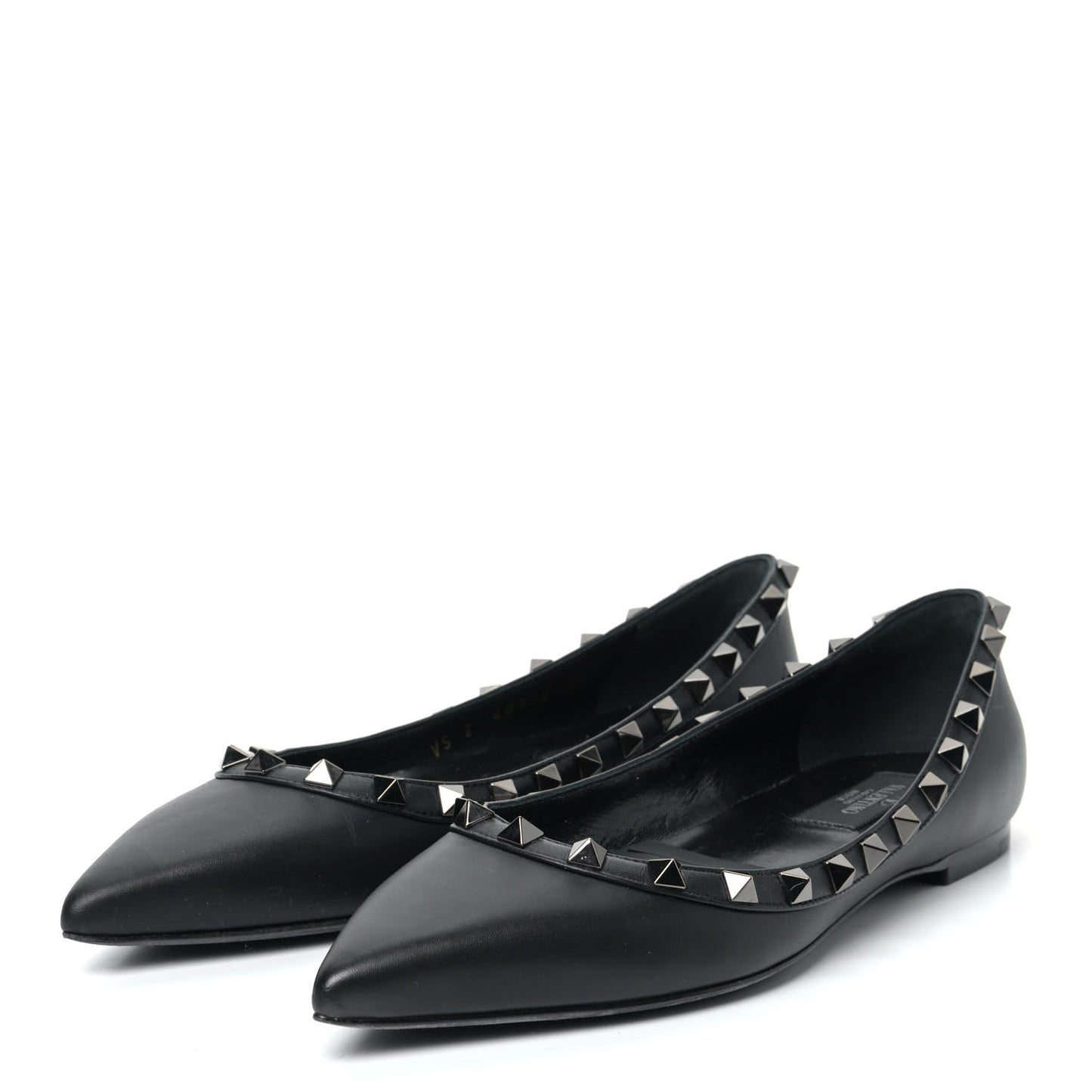 Calfskin Rockstud Ballerina Flats 36 Black