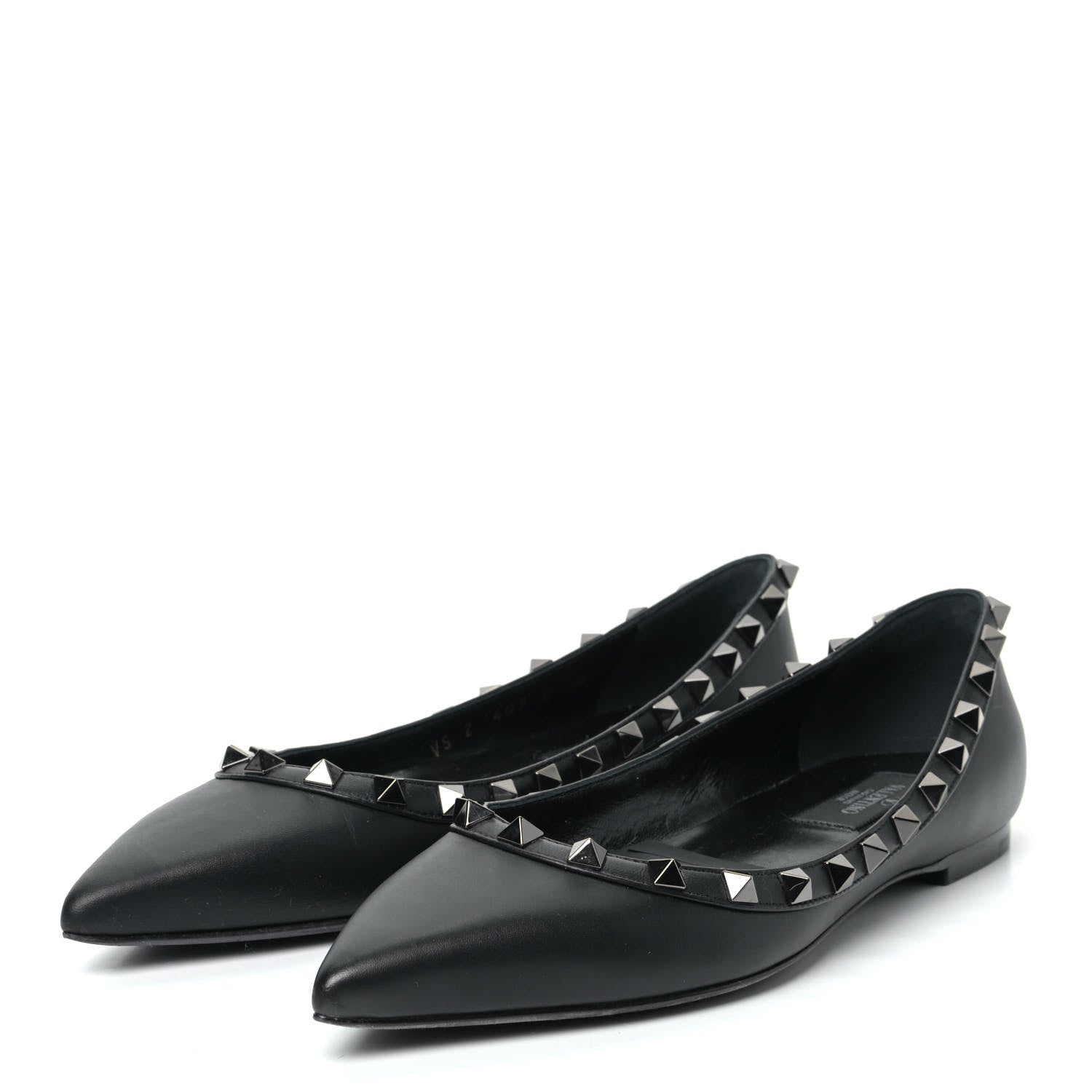 Valentino Garavani Calfskin Rockstud Ballerina Flats 36 Black 2 of 11