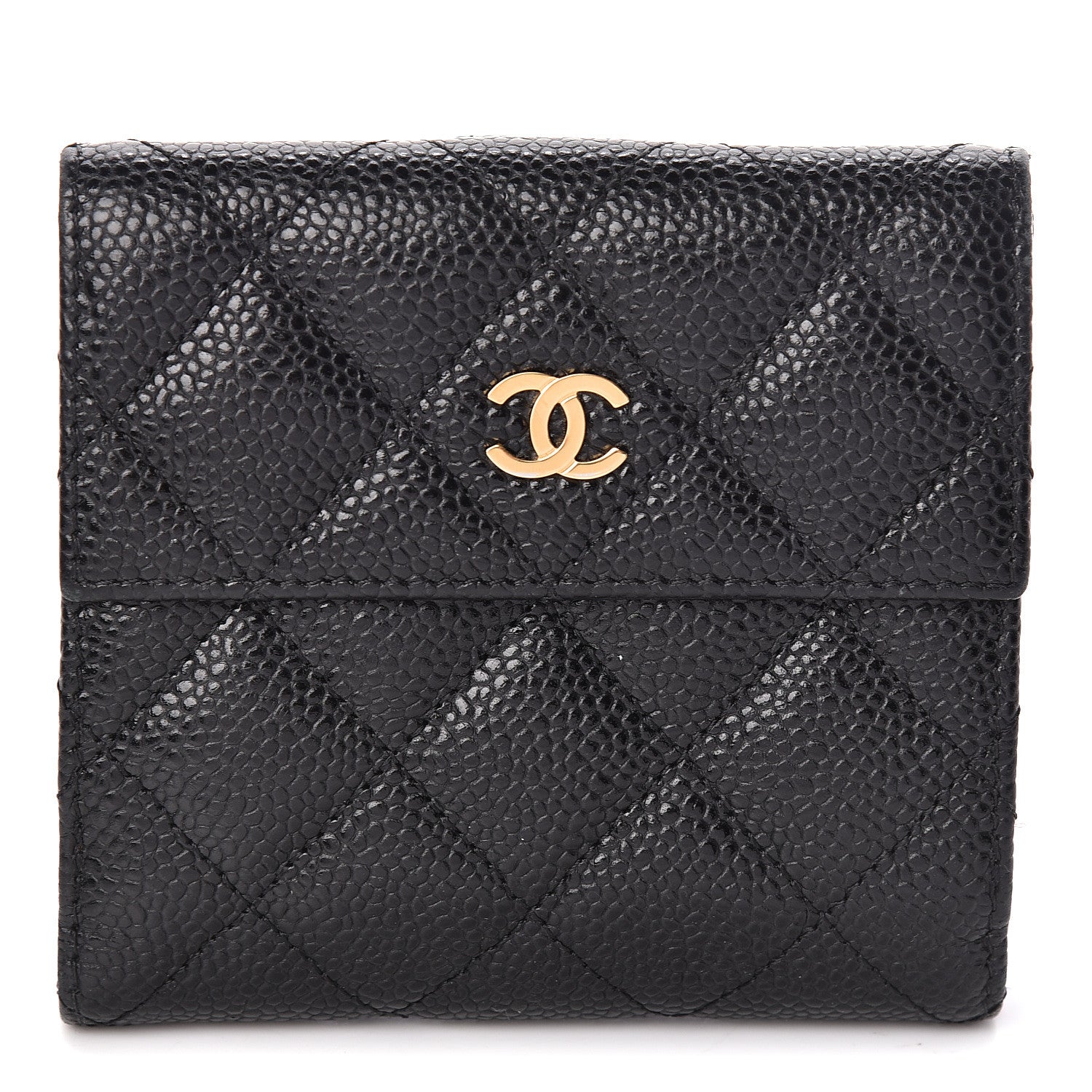 Chanel Caviar Quilted Compact French Flap Wallet Black 1 of 13