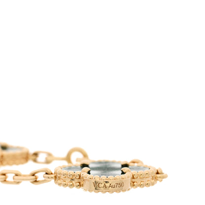 Van Cleef & Arpels 18K Yellow Gold Malachite 5 Motifs Vintage Alhambra Bracelet 3 of 5