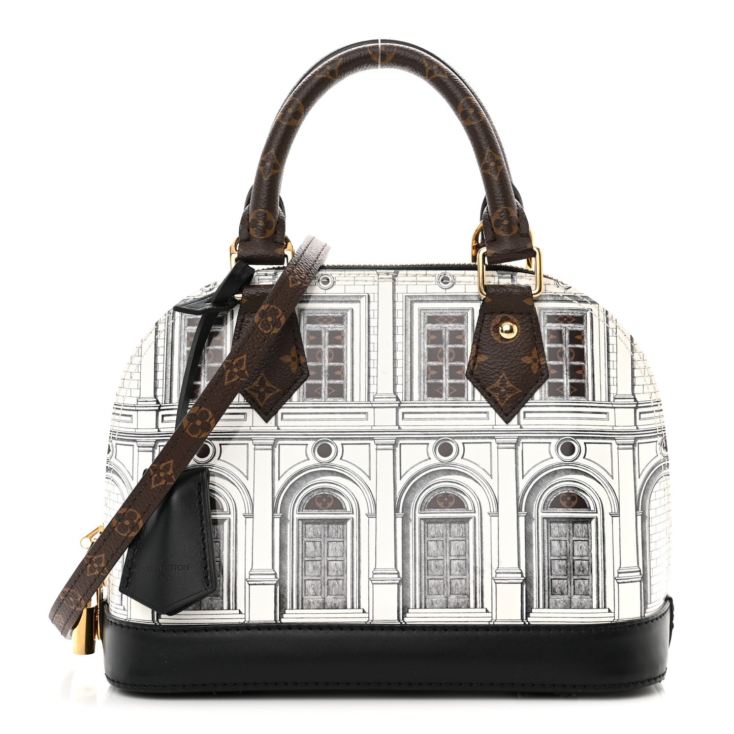 X FORNASETTI Calfskin Architettura Alma BB Black White