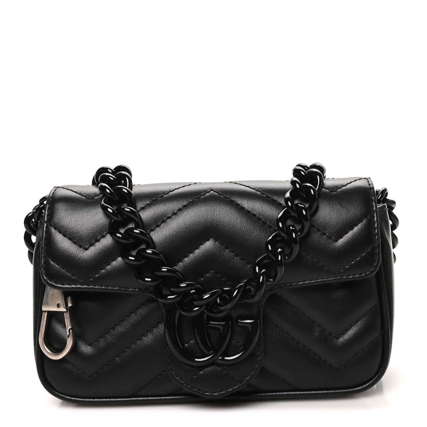Calfskin Matelasse Monochrome GG Marmont Chain Belt Bag Black