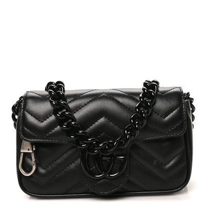 Gucci Calfskin Matelasse Monochrome GG Marmont Chain Belt Bag Black 1 of 11