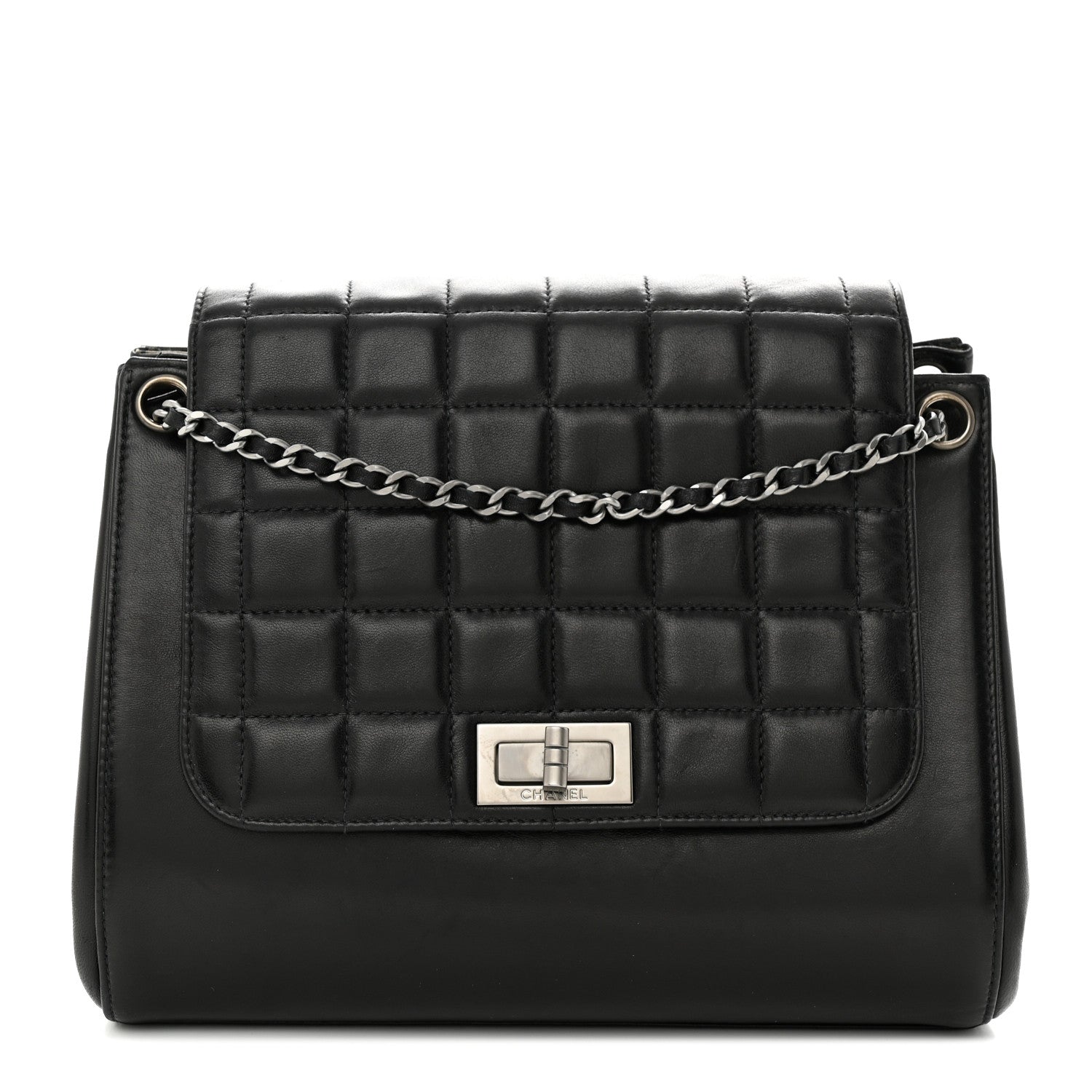 Chanel Lambskin Chocolate Bar Accordion Mademoiselle Flap Black 1 of 14