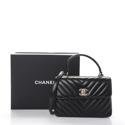 Chanel Lambskin Chevron Quilted Small Trendy CC Dual Handle Flap Bag Black 9 of 9