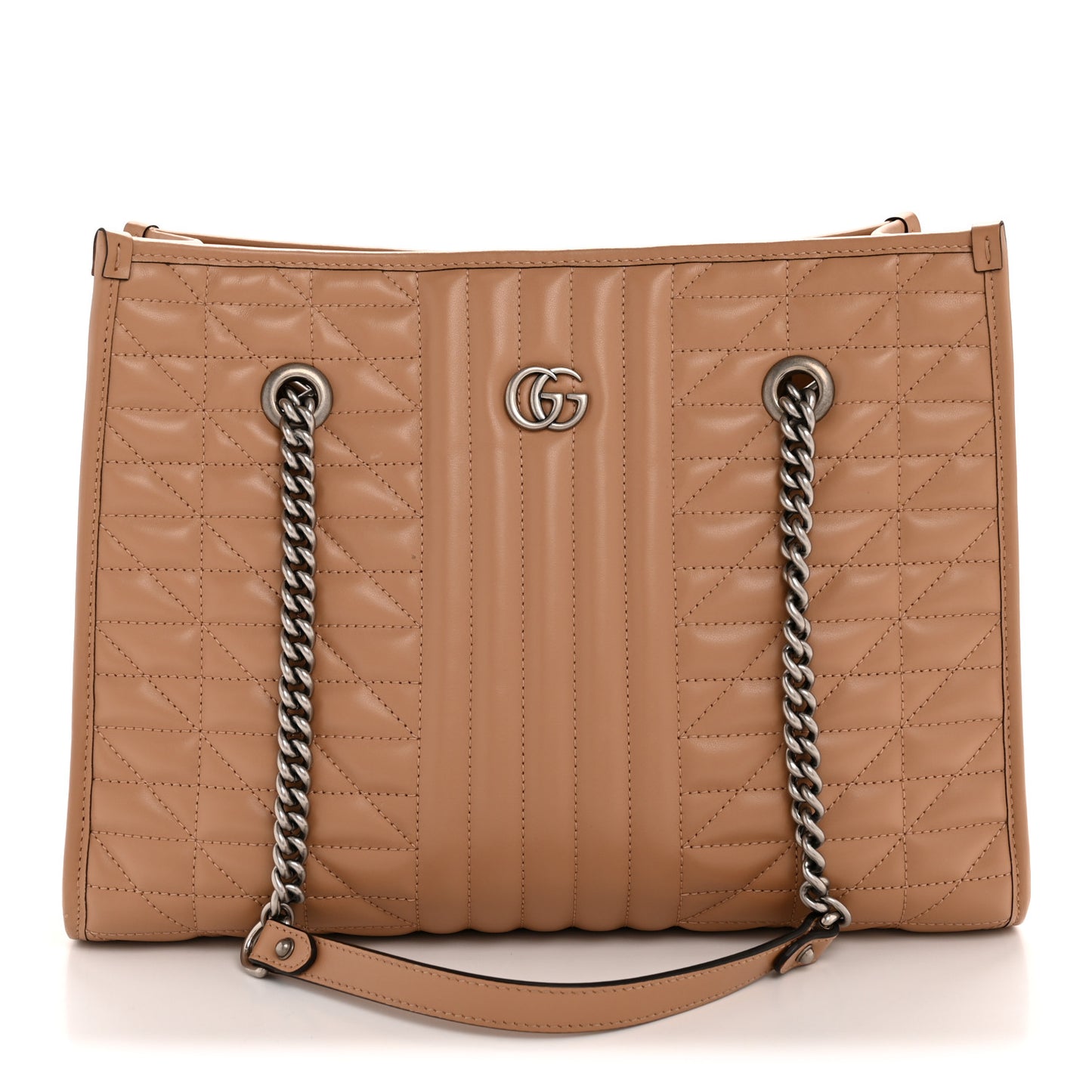 Calfskin Matelasse Aria Medium GG Marmont Shoulder Tote Camelia