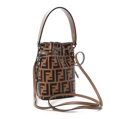 Fendi Vitello Liberty F is Fendi FF Embossed Mini Mon Tresor Bucket Bag Tobacco Black 3 of 10