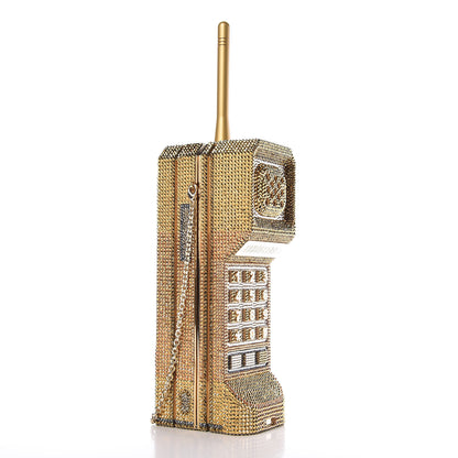 Judith Leiber Austrian Crystal Call Me Brick Phone Minaudiere Clutch Multicolor Gold 14 of 15