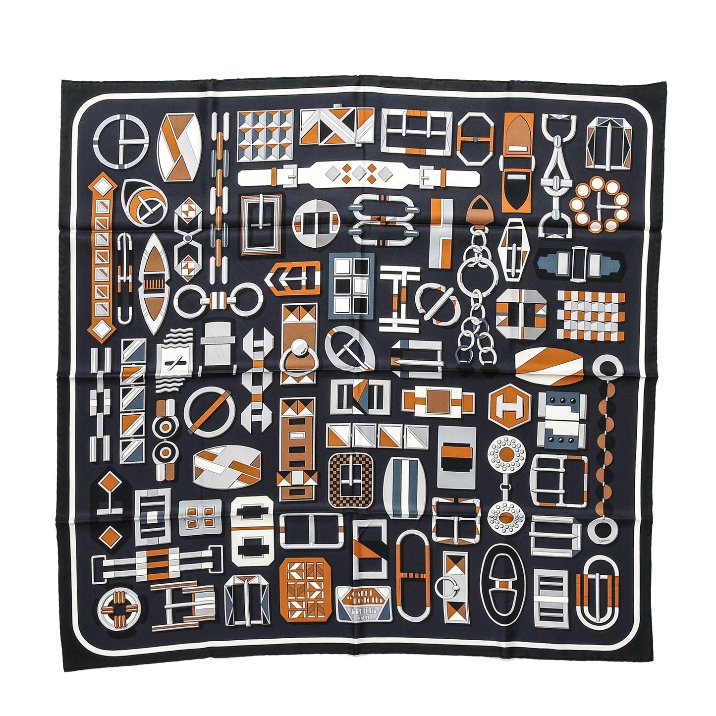 Silk Carré en Boucles Scarf 90 Black Gris Caramel